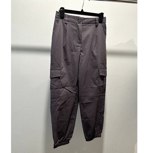 Halara Womens Cargo Pants Grey Size Small Cuffed Casual Mid Rise Button Zipper - Picture 1 of 10